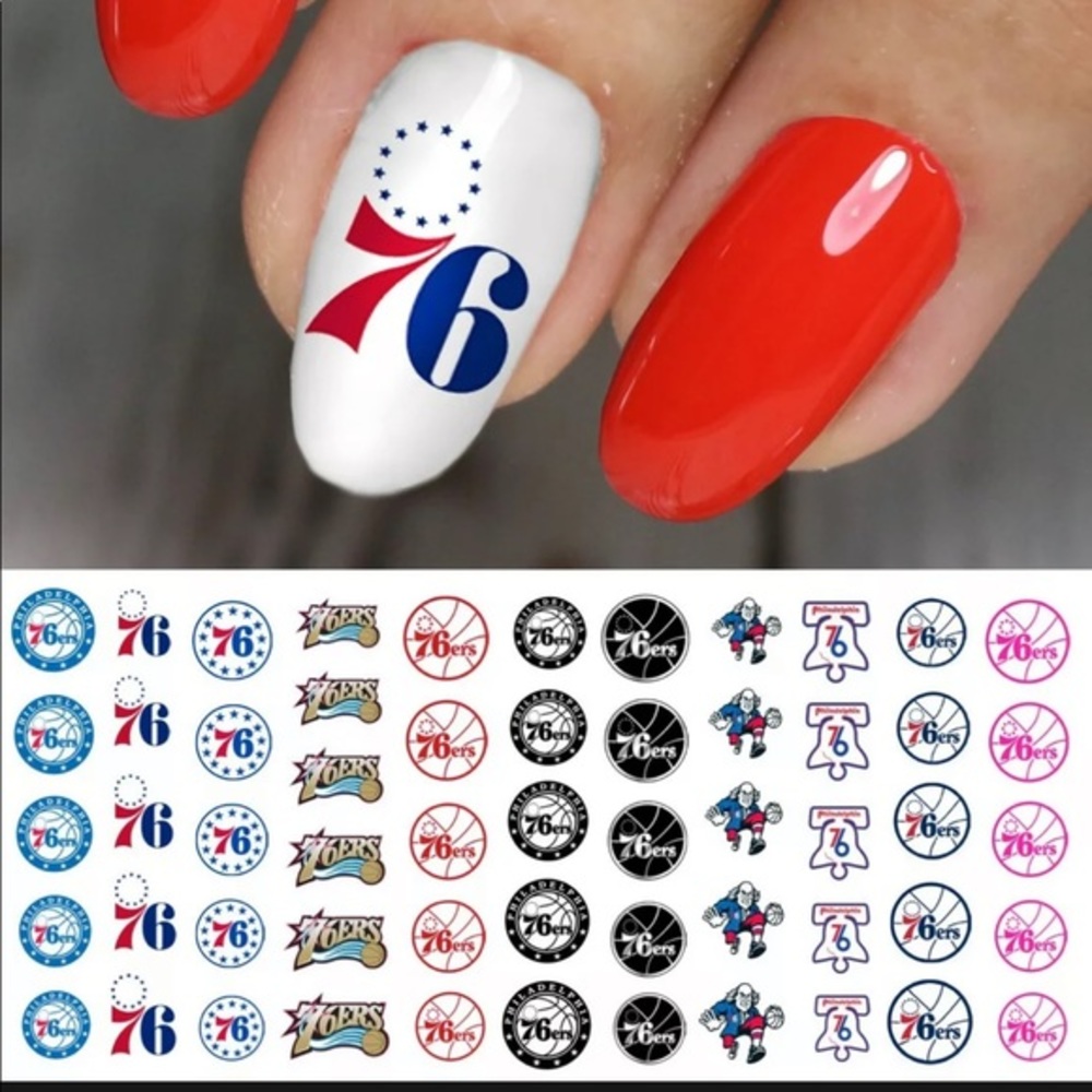 💌BO/GO$6 🏀 Philadelphia 76ers Basketball Nail Transfer Decals